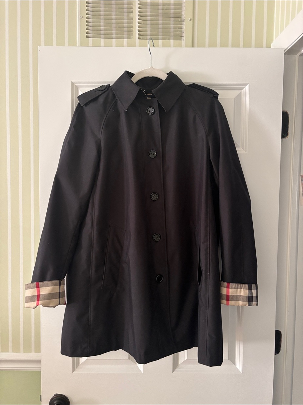 Black  BurberryTrench Coat with Signature Checked Cuff